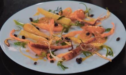 Steamed young carrots with turmeric and kumquat by Eric Briffard
